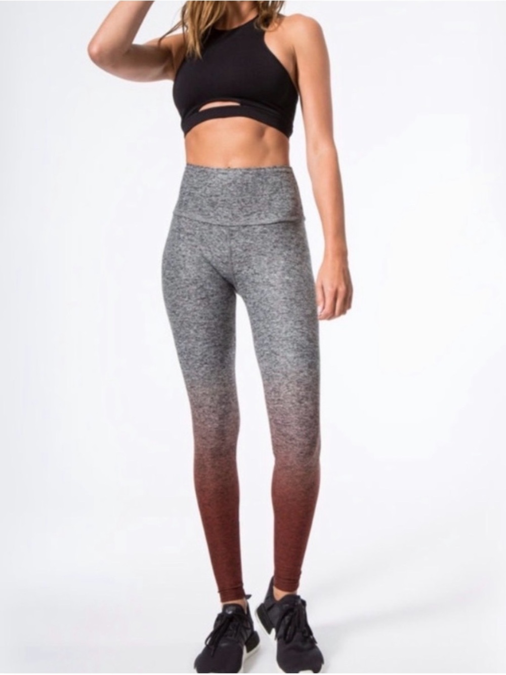 Beyond Yoga Space Dye Ombre Leggings - Gray Red